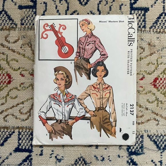 McCall's Other - McCall's 2137 Misses’ Western Shirt Transfers Vintage Sewing Pattern 50s Bust 32